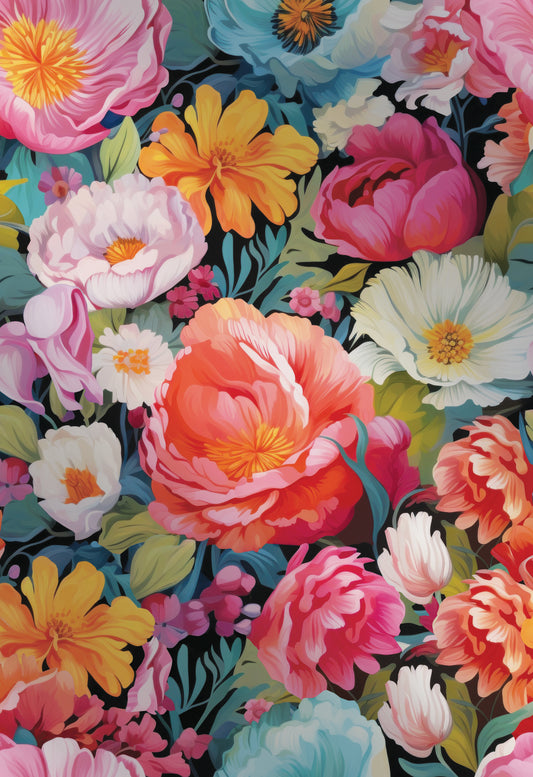 Peel and Stick Wallpaper Sheets – Vibrant Flowers Design