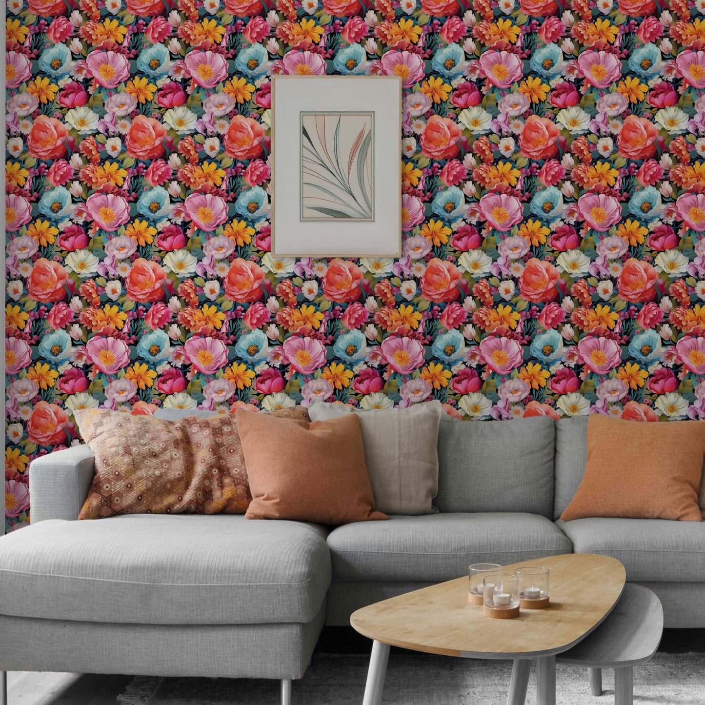 Peel and Stick Wallpaper Sheets – Vibrant Flowers Design