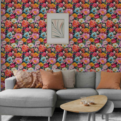Peel and Stick Wallpaper Sheets – Vibrant Flowers Design
