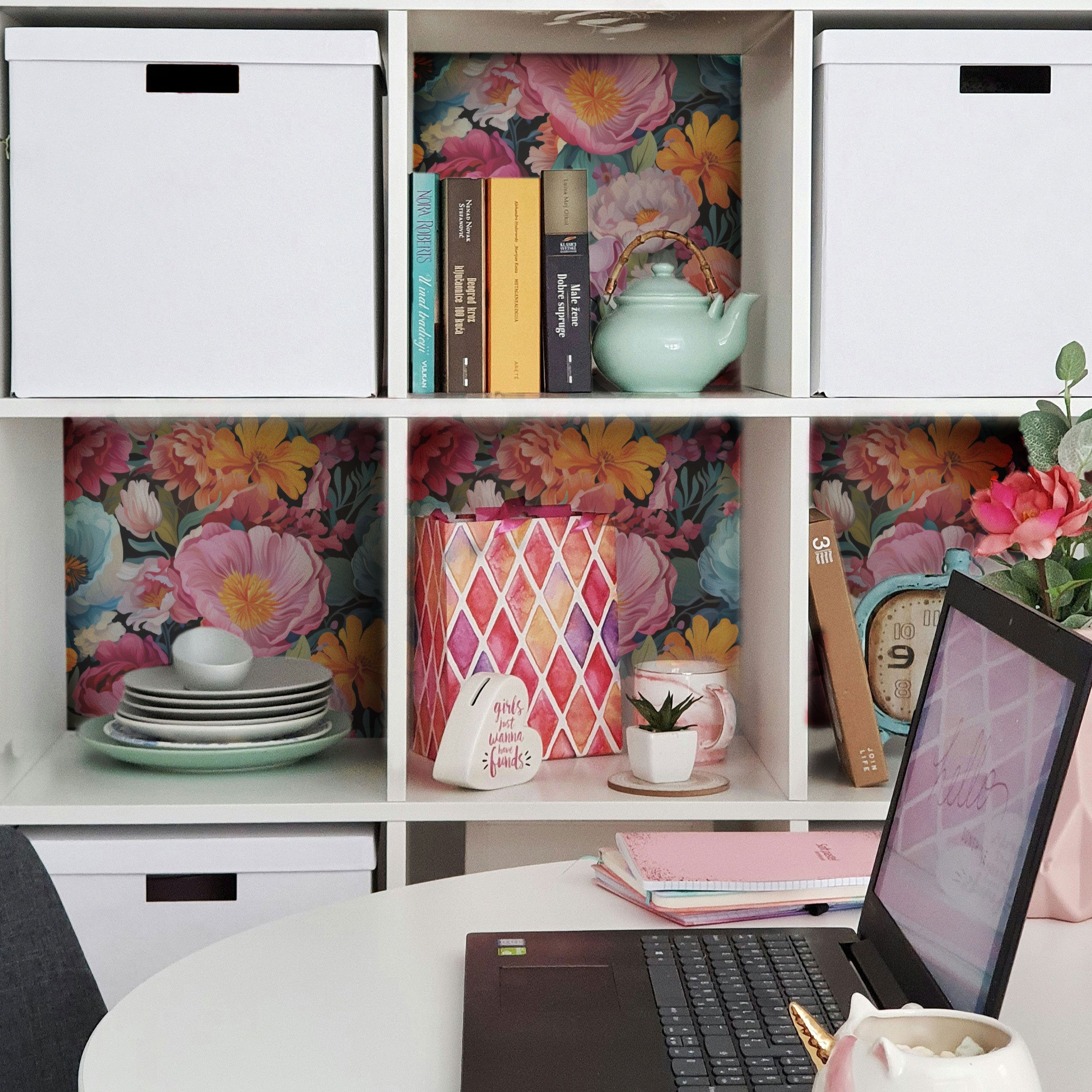Vibrant Flowers Peel & Stick Wallpaper Sheets – 12 Pack