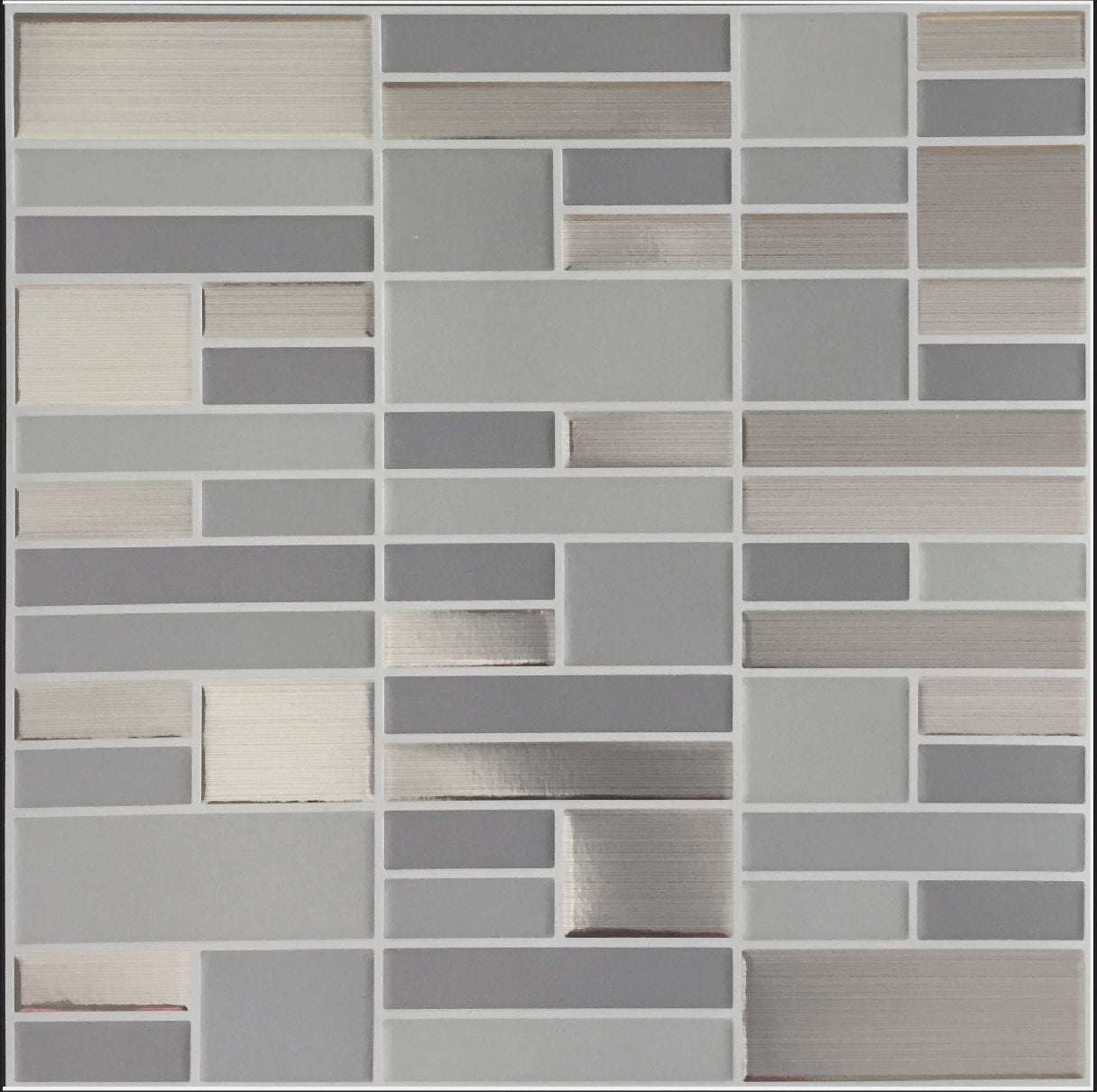 Silver and Gray Peel and Stick Wallpaper Tiles - 24 Pack