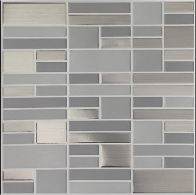 Silver and Gray Peel and Stick Wallpaper Tiles - 24 Pack