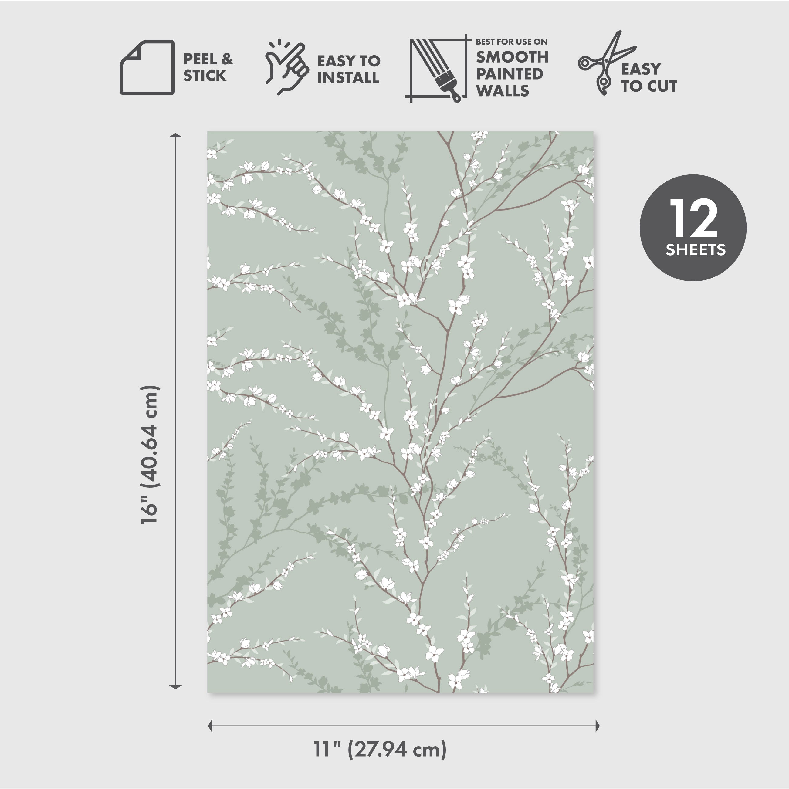 West Coast Branch Peel & Stick Wallpaper Sheets – 12 Pack