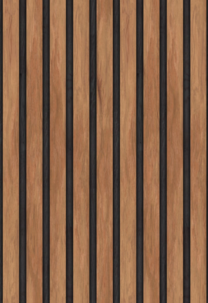 Peel and Stick Wallpaper Sheets – Wood Slat Panel Design