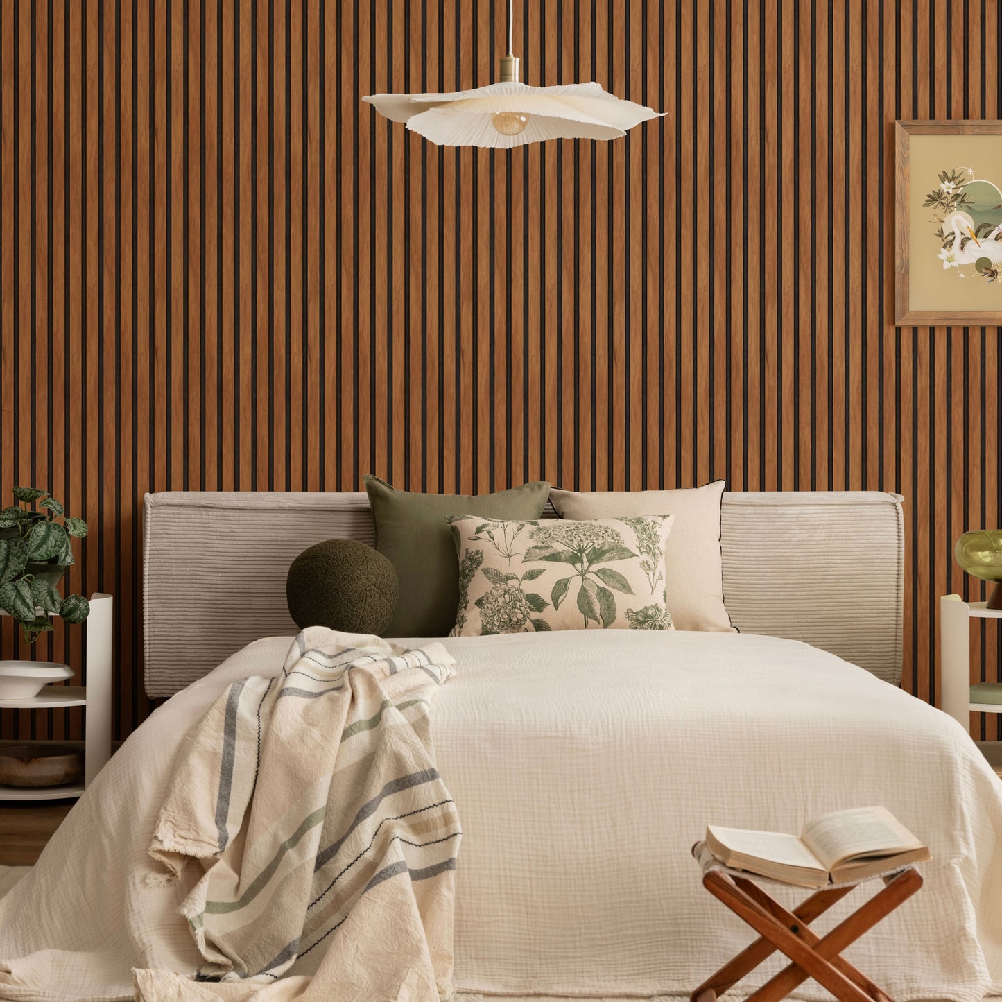 Peel and Stick Wallpaper Sheets – Wood Slat Panel Design