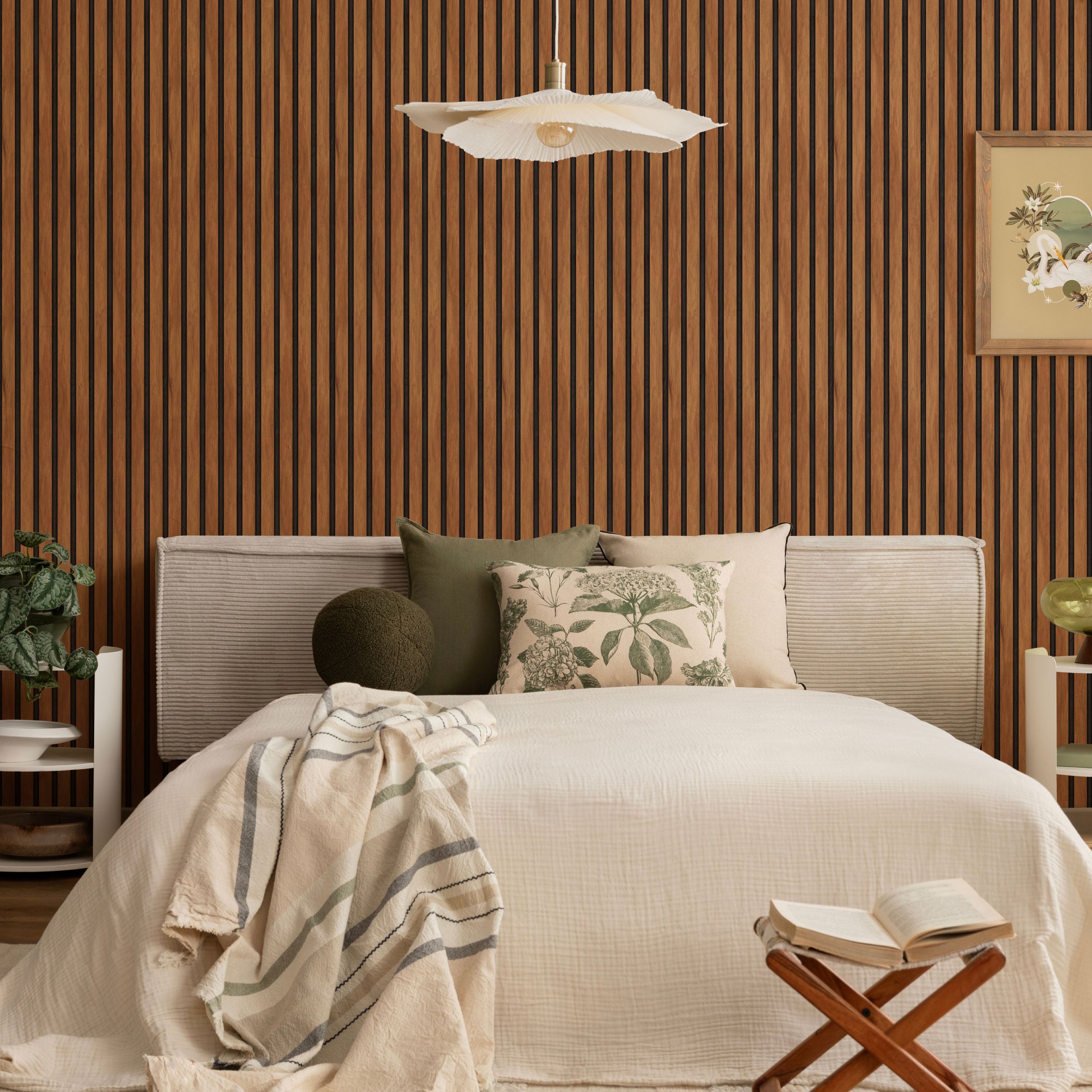 Wood Slat Panel Peel & Stick Wallpaper Sheets – 12 Pack