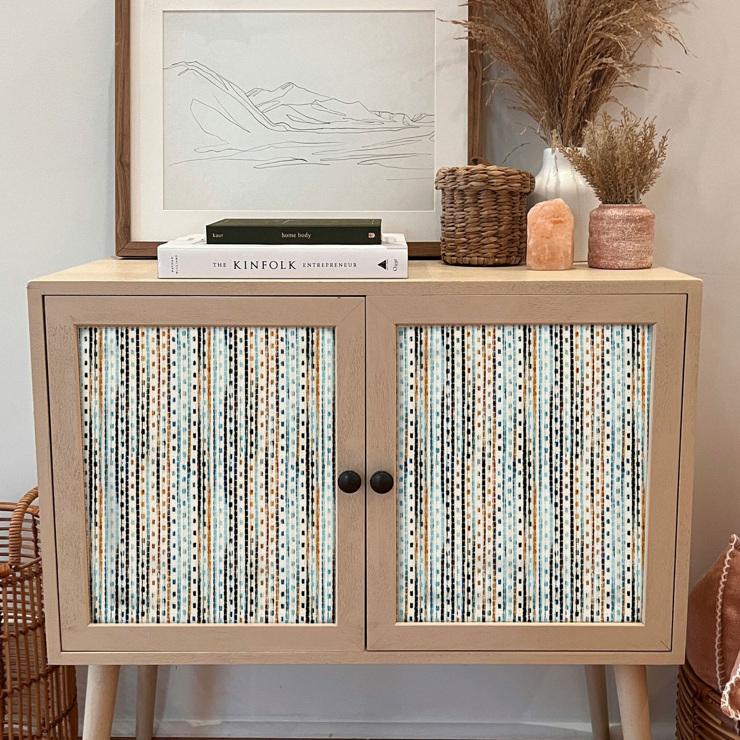 Peel and Stick Wallpaper Sheets – Woven Stripe Design