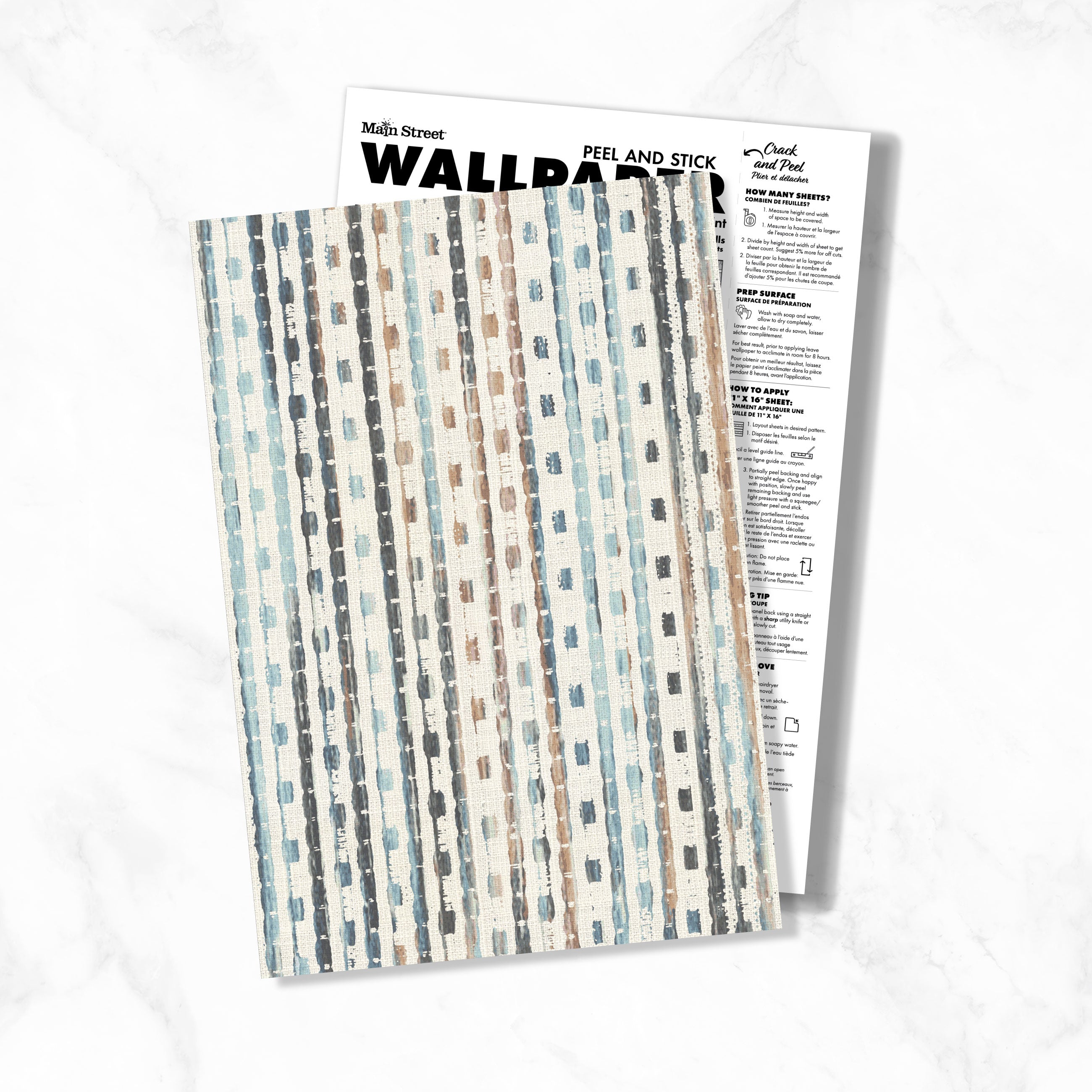 Woven Stripe Peel & Stick Wallpaper Sheets – 12 Pack
