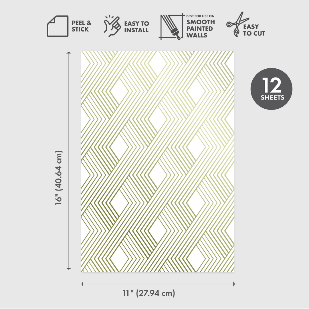Gold Woven Peel & Stick Wallpaper Sheets – 12 Pack