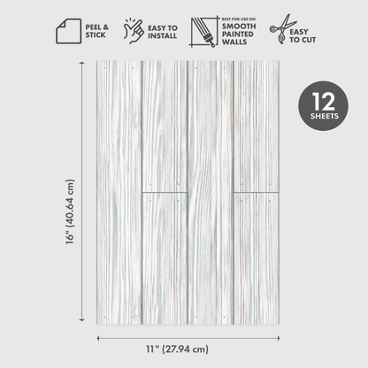 Eco-Friendly Peel and Stick Wallpaper Sheets 11” x 16” - Distressed Wood Grey