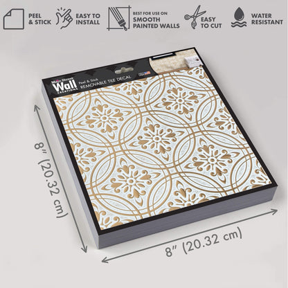 Gold Pastel Painted Design – 8x8"Peel and Stick Wallpaper Tile